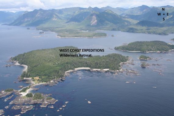 West Coast Expeditions location on aerial photo of Spring Island