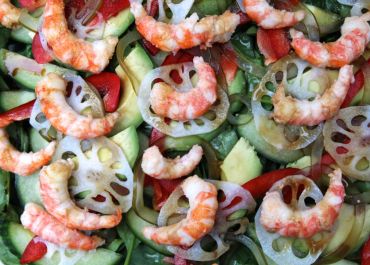 local prawns with salad