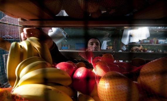 Chef James McKerricher reaching for produce