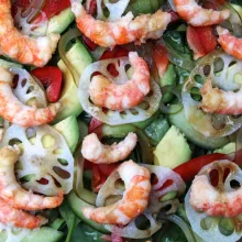 image by FEAST - An Edible Road Trip local prawns with salad